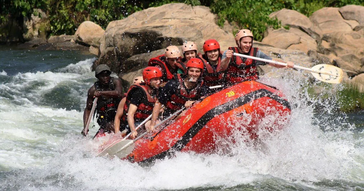 White water rafting on the River Nile at Jinja, Uganda